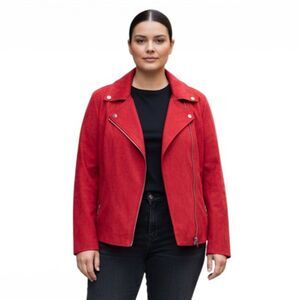 PHILOSOPHY Red Faux Suede Moto Style Jacket NWT! Size 2X